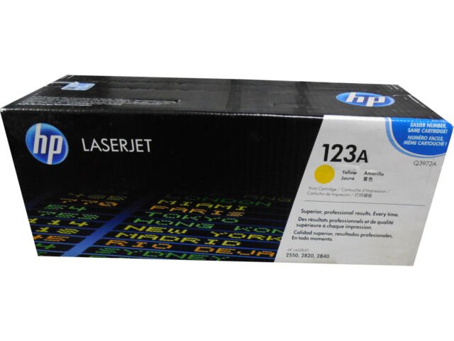 HP 123A Yellow Original LaserJet Toner Cartridge (Q3972A)
