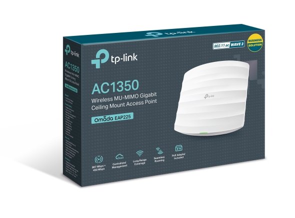 TP-Link AC1350 Wireless MU-MIMO Gigabit Ceiling Mount Access Point - TL-EAP225