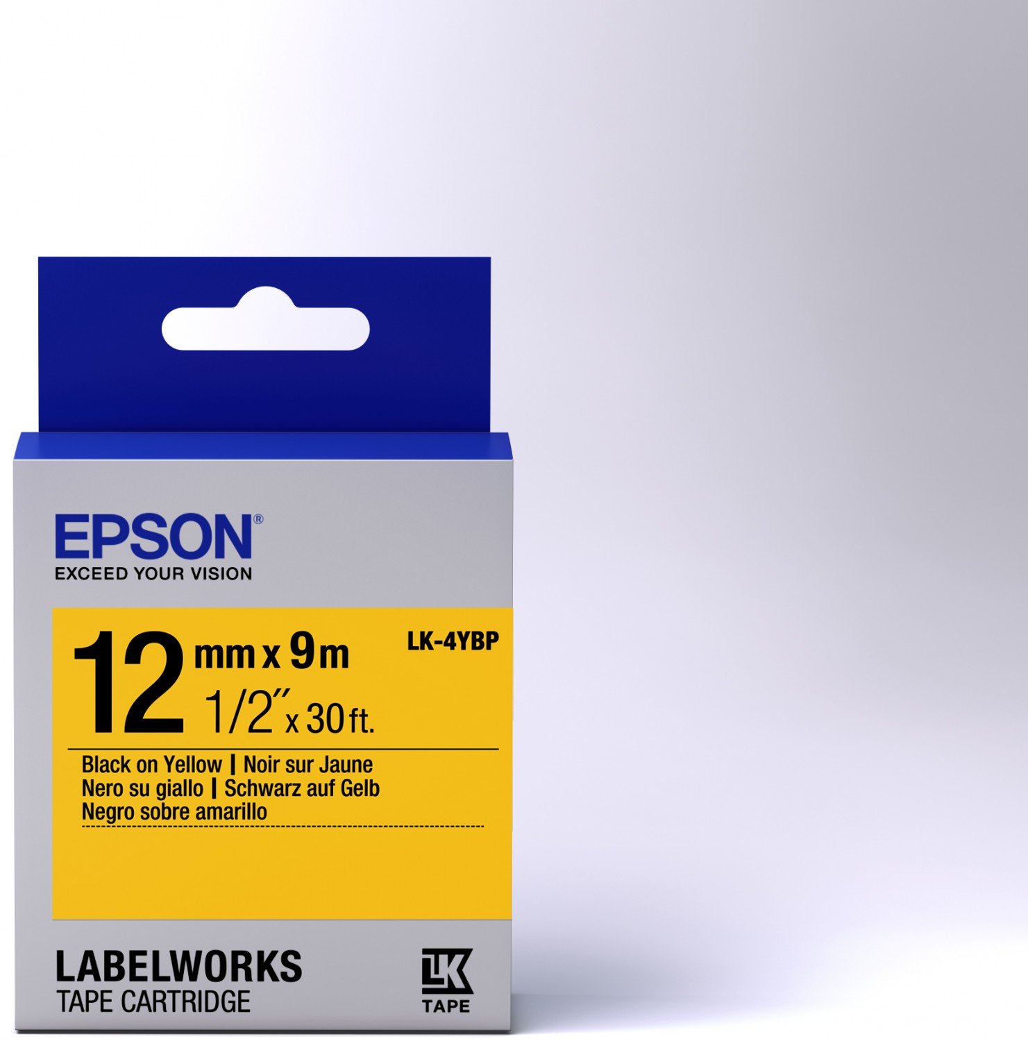 Epson Label Cartridge Pastel LK-4YBP Black-Yellow 12mm (9m)