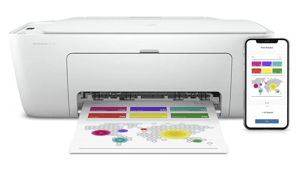 HP deskjet 2720 All-In-One Color Printer For Home, Print, Copy, Scan, Wi-Fi and USB