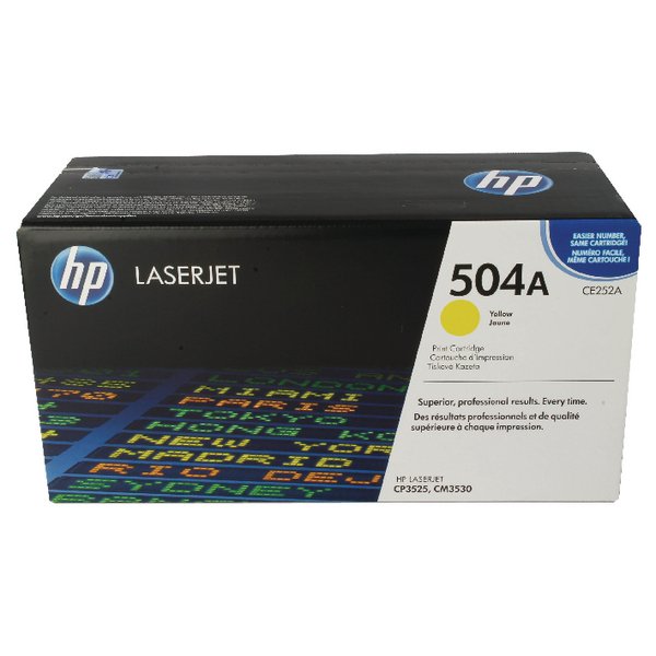HP 504A Yellow Original LaserJet Toner Cartridge, CE252A