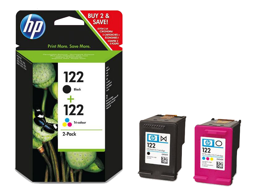 HP 122 2-pack Black/Tri-color Original Ink Cartridges (CR340HE)