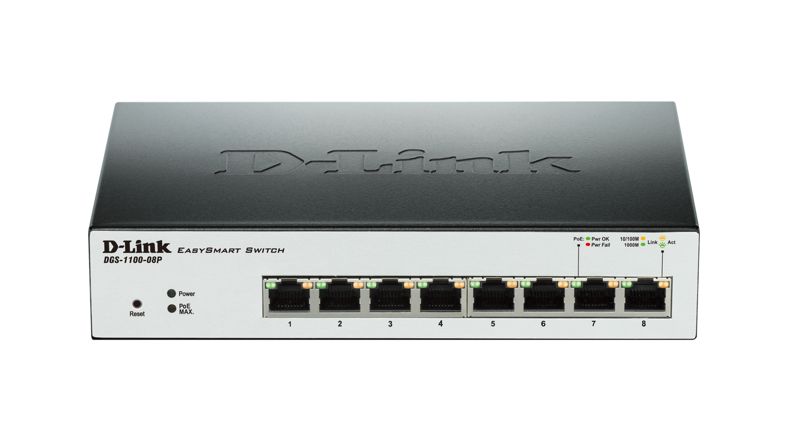 D-Link 8-Port 10/100/1000 Ethernet PoE EasySmart Gigabit Managed Switch (DGS-1100-08P)