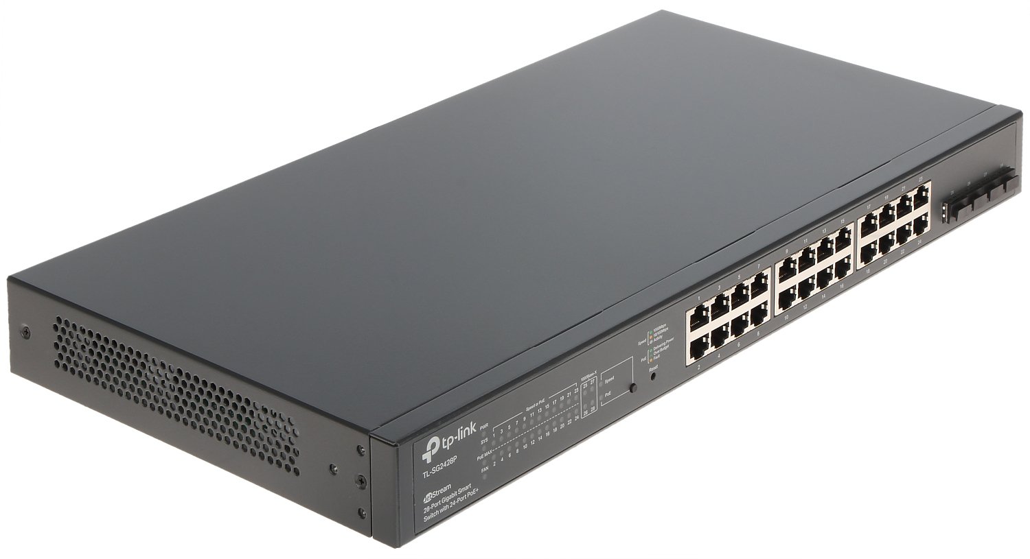 TP-Link 28-Port 10/100/1000Mbps JetStream Gigabit Smart Switch with 24-Port PoE+ - TL-SG2428P